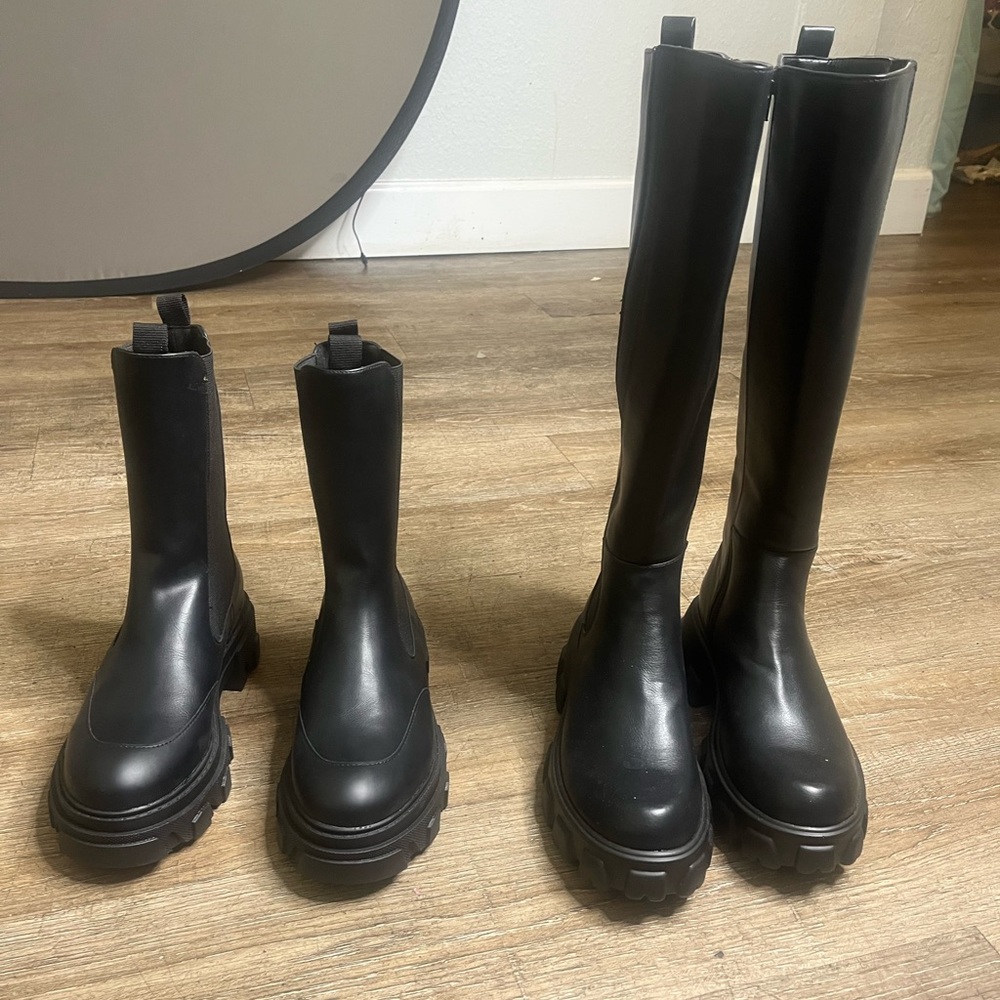 Two pairs of boots. Ankle boots and high knees boots